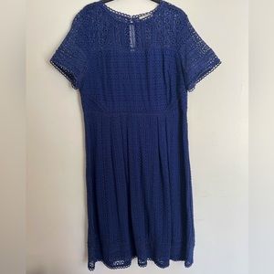 Boden Navy Lace Short-Sleeve Midi Dress